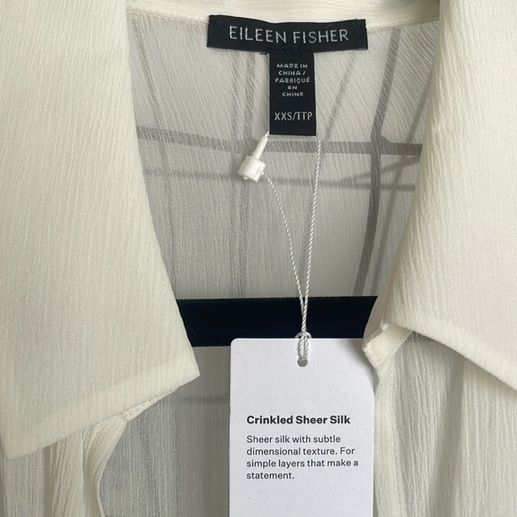 NWT EILEEN FISHER CRINKLED SHEER CREAM SILK MIDI JACKET - Picture 6 of 9